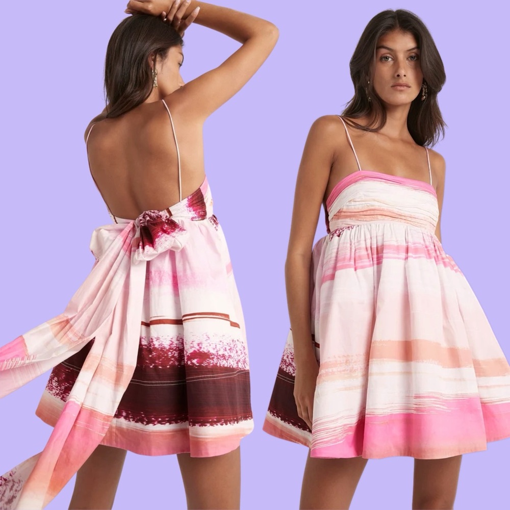 aje. • kasbah sunset stripe ruched bow back mini dress aus 6 / us 2